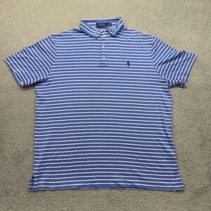 Polo Ralph Lauren 7107093 Mens Large Royal Blue White Striped S/S Polo Shirt 180